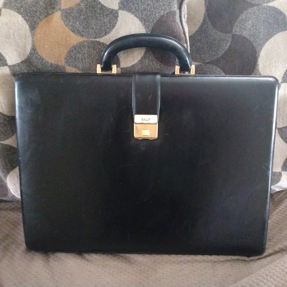 ❤️BALLY BLACK SLIM BOX COMBINATION BRIEFCASE VALISE